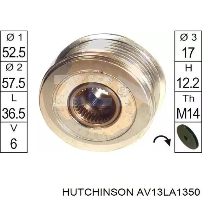Ремінь генератора AV13LA1350 Hutchinson