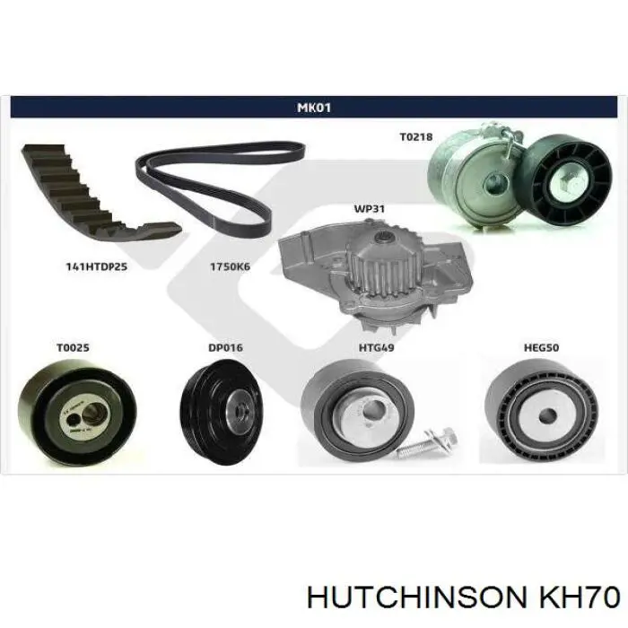 Комплект ГРМ Hutchinson KH70 ціна, від 58.27 USD