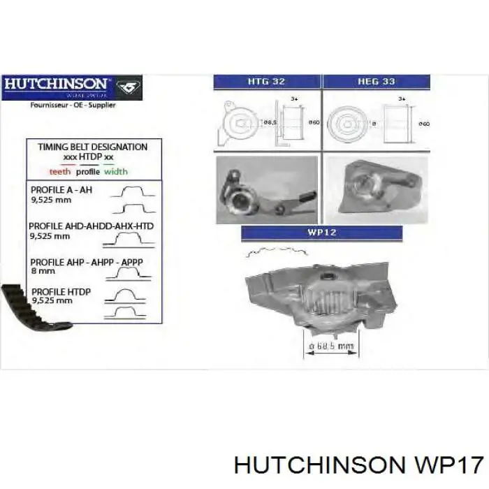 Купити WP17 Hutchinson Насос охолоджуючої рідини
