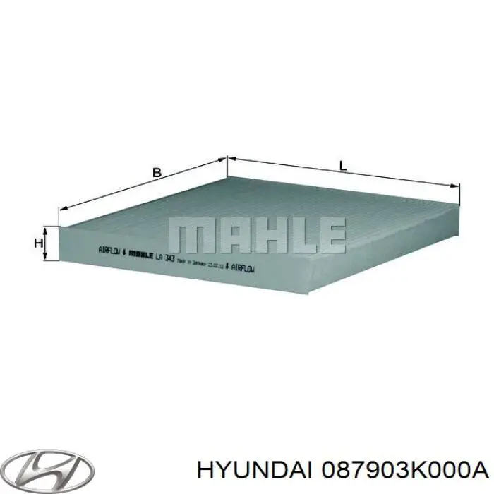 Повітряний фільтр салону Hyundai/Kia 087903K000A