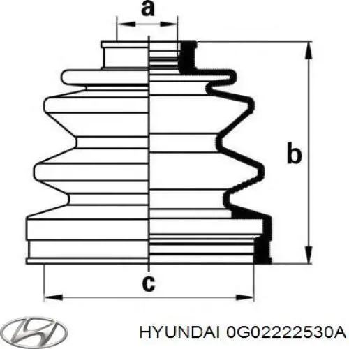 Пильник ШРУСа зовнішній, лівий 0G02222530A Hyundai/Kia