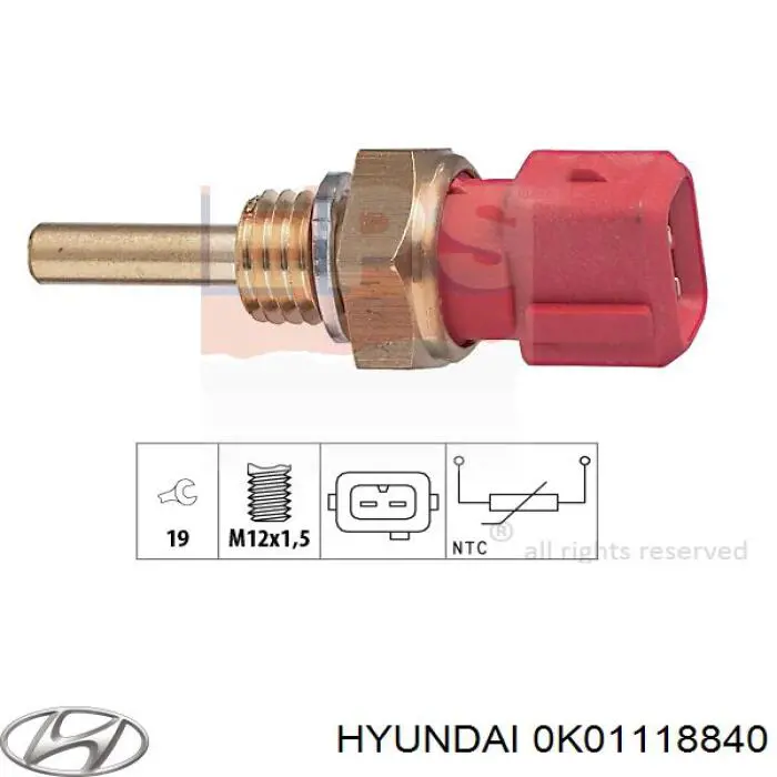 0K01118840 Hyundai/Kia датчик температури охолоджуючої рідини