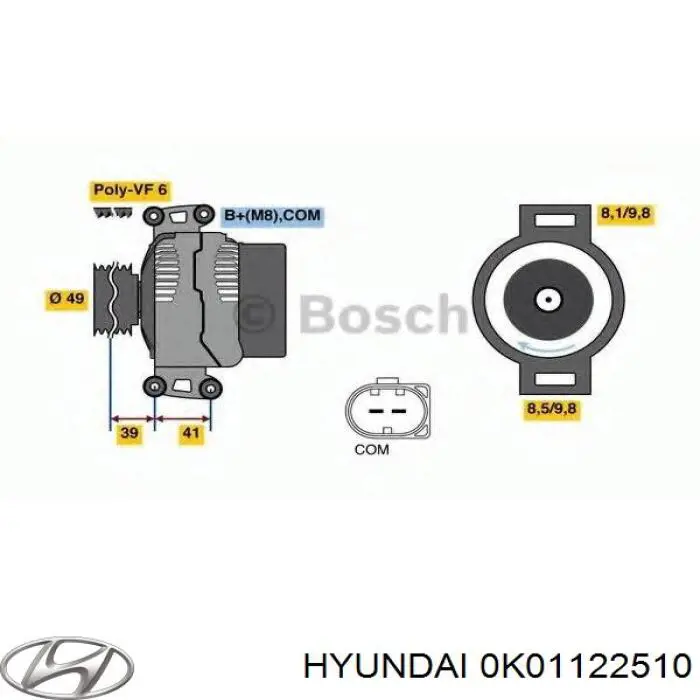 Купити 0K01122510 Hyundai/Kia Граната внутрішня ліва