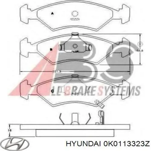 Гальмівні колодки Hyundai/Kia 0K0113323Z ціна, від 22.07 USD