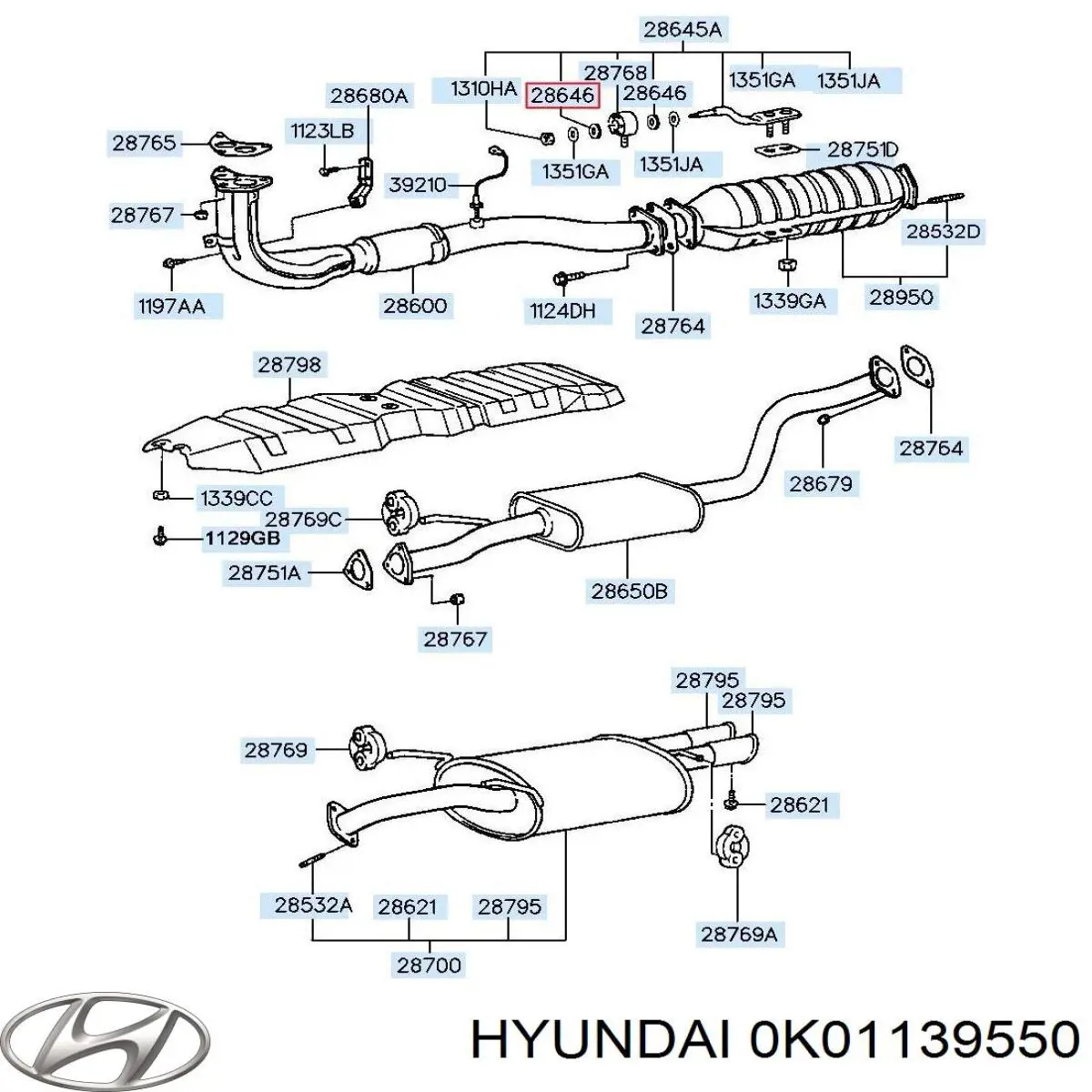 Сайлентблок (подушка) редуктора переднього моста, передній Hyundai/Kia 0K01139550