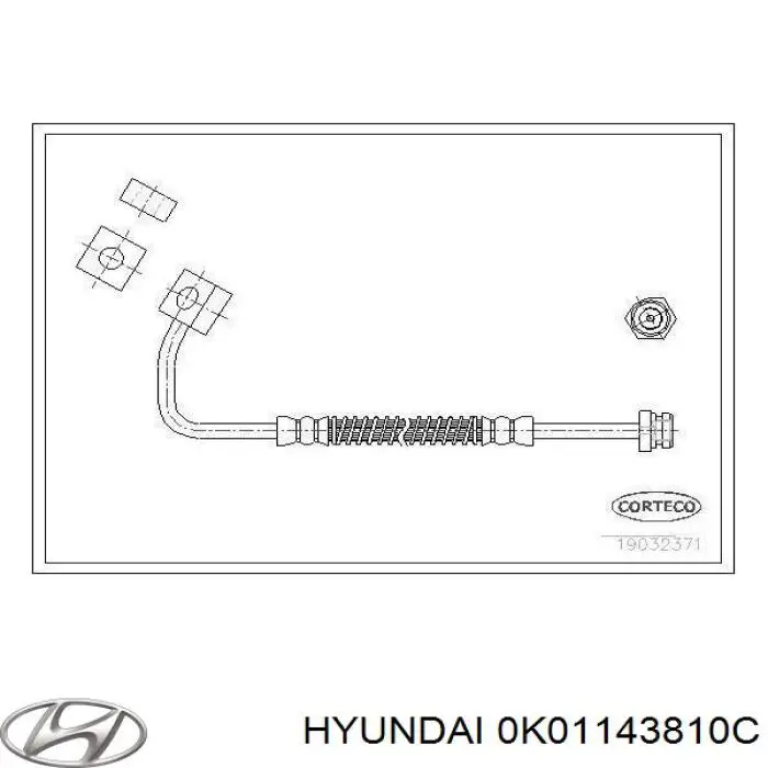 Шланг гальмівний передній, правий Hyundai/Kia 0K01143810C ціна, від 15.75 USD
