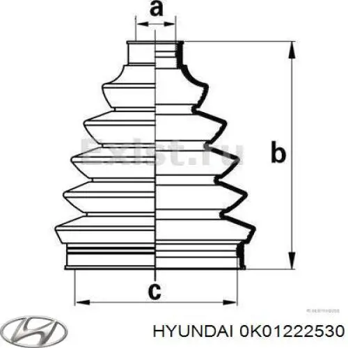 Пильник шарніра кутових швидкостей зовнішній передній Hyundai/Kia 0K01222530 ціна, від 9.40 USD
