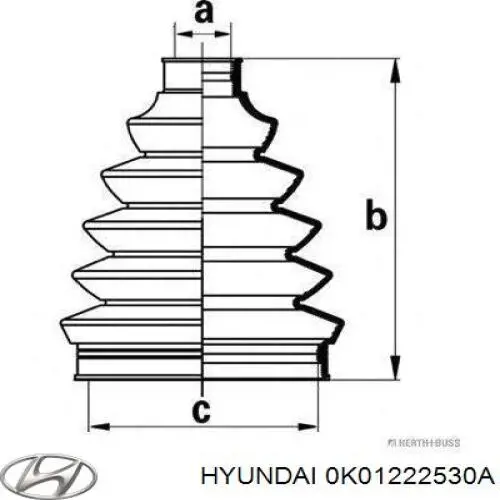 Пильник ШРУСа зовнішній 0K01222530A Hyundai/Kia
