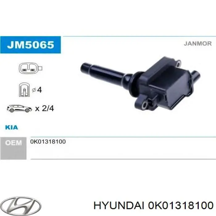 Котушка запалювання OKO1318100 Hyundai/Kia