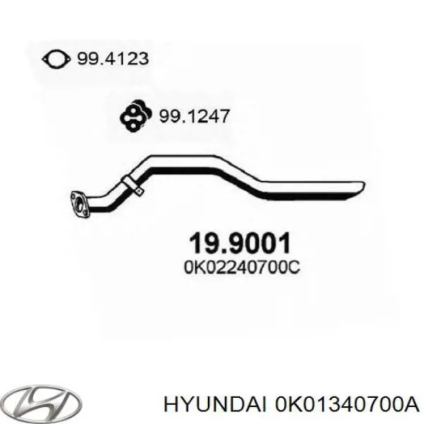 0K01340700A Hyundai/Kia Патрубок глушника від середньої до задньої частини