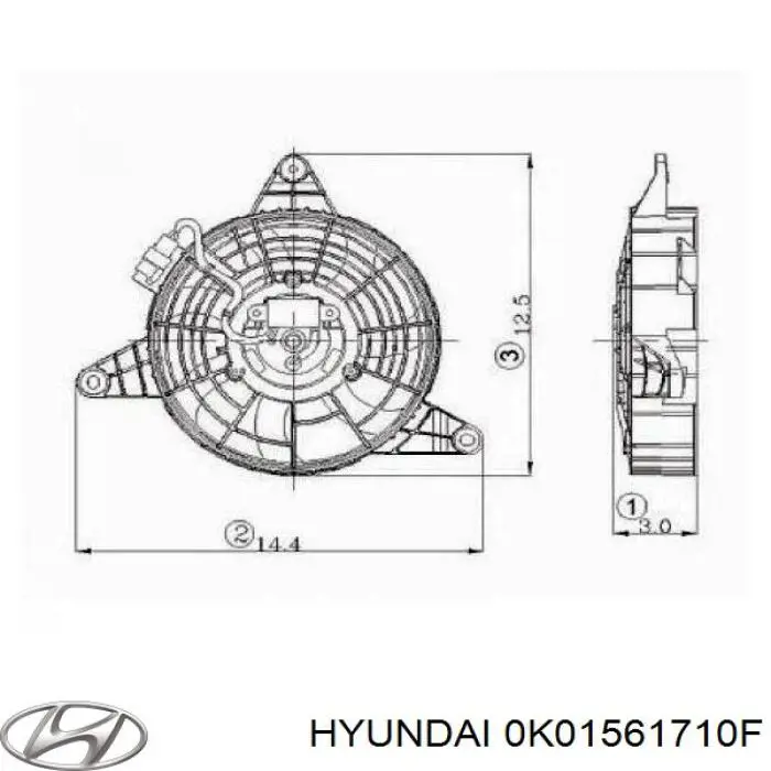 Купити 0K01561710F Hyundai/Kia Дифузор радіатора кондиціонера, в зборі з крильчаткою і двигуном