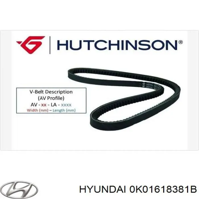 Ремінь приводний, агрегатів 0K01618381B Hyundai/Kia