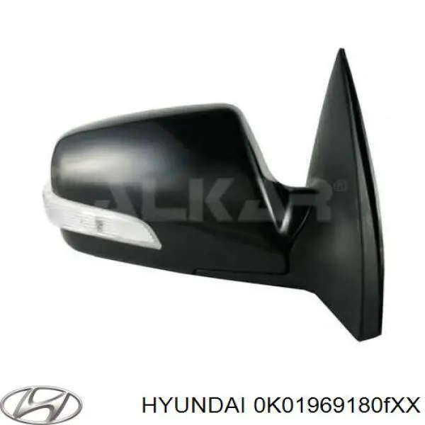 0K02169180UC Hyundai/Kia дзеркало заднього виду, ліве