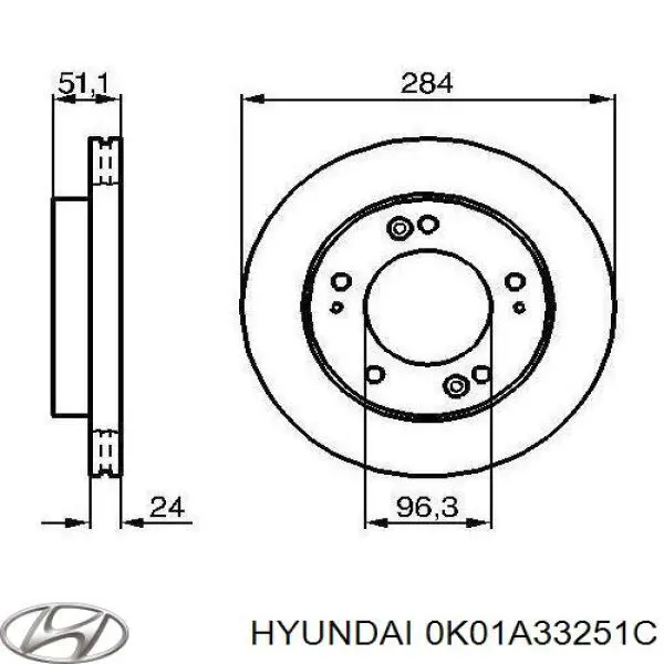 Диск переднього гальма Hyundai/Kia 0K01A33251C ціна, від 30.17 USD