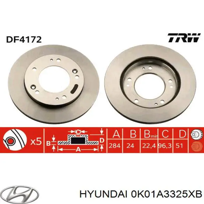 Купити 0K01A3325XB Hyundai/Kia Ротор гальмівний