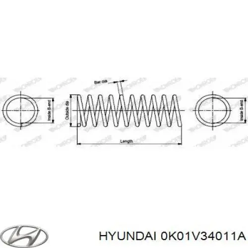 Купити 0K01V34011 Hyundai/Kia Гвинтова пружина підвіска