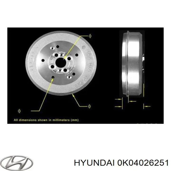 0K04026251 Hyundai/Kia барабан гальмівний задній