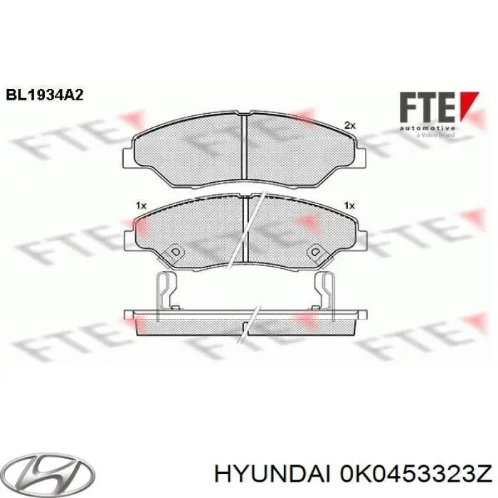 Гальмівні колодки Hyundai/Kia 0K0453323Z ціна, від 20.34 USD