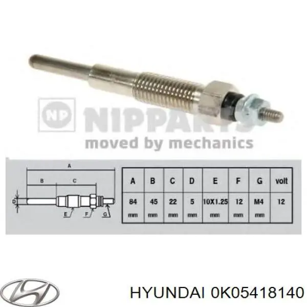 Купити 0K05418140 Hyundai/Kia Свічка накалу