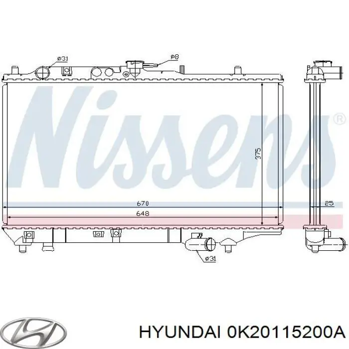 Радіатор основний Hyundai/Kia 0K20115200A ціна, від 77.07 USD