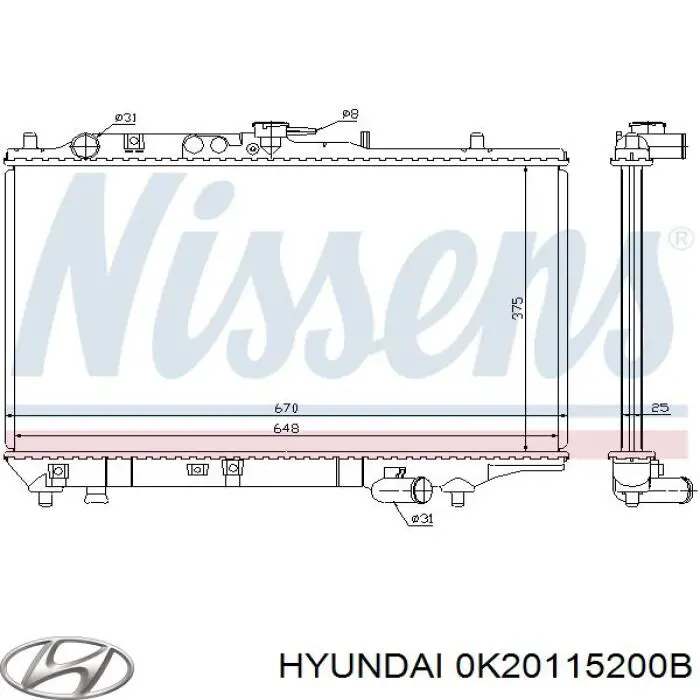 Купити 0K20115200B Hyundai/Kia Радіатор двигуна
