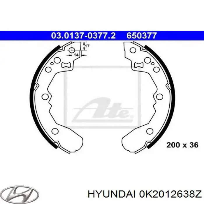 Купити 0K2012638Z Hyundai/Kia Колодки гальмові задні, барабанні