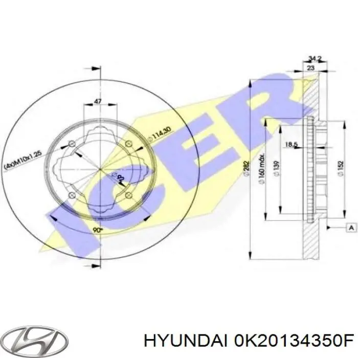 Важіль передньої підвіски нижній, лівий 0K20134350F Hyundai/Kia
