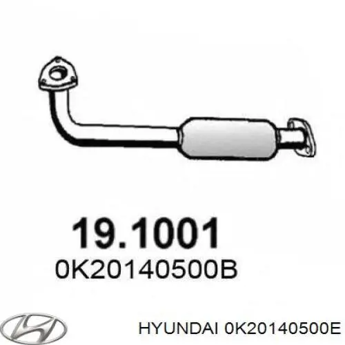 Труба приймальна (штани) глушника, передня 0K20140500E Hyundai/Kia