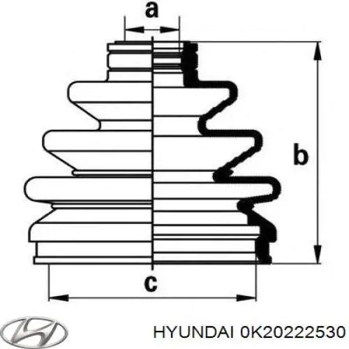 Пильник ШРУСа зовнішній 0K20222530 Hyundai/Kia