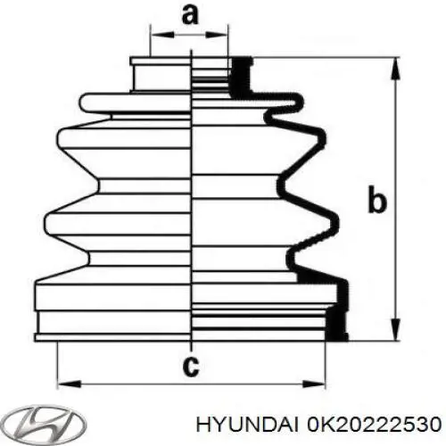 0K20222530 Hyundai/Kia Пильник ШРУСа зовнішній, передній піввісі
