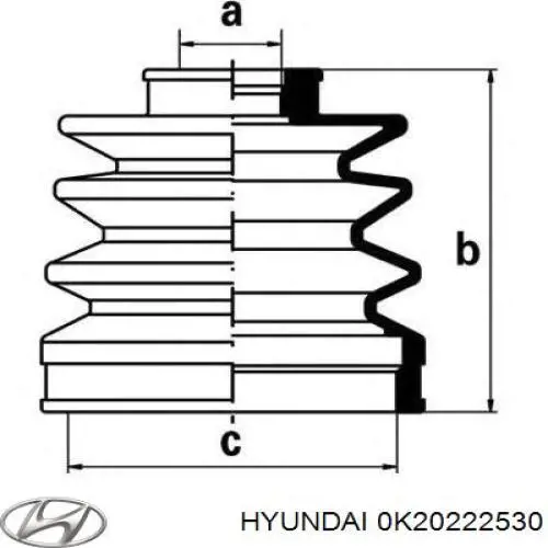Купити 0K20222530 Hyundai/Kia Пильник шарніра приводу