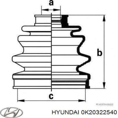Пильник гранати внутрішній, передній півосі Hyundai/Kia 0K20322540 ціна, від 6.08 USD