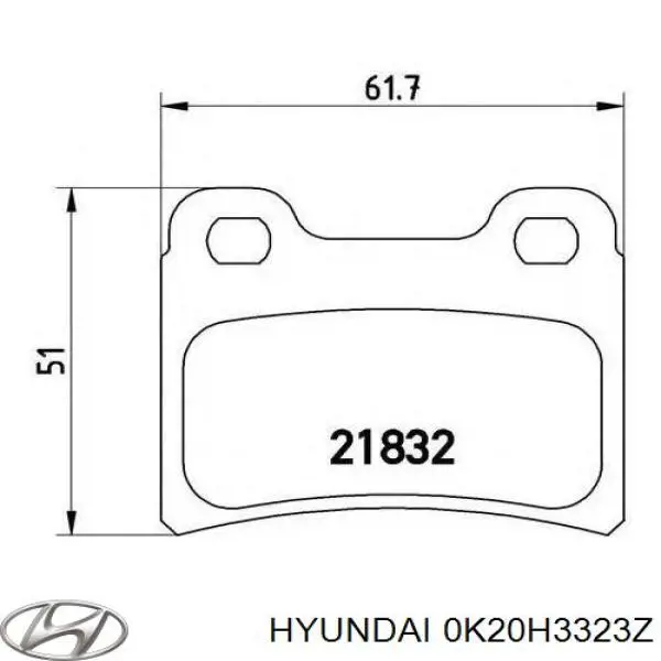 Задні гальмівні колодки 0K20H3323Z Hyundai/Kia