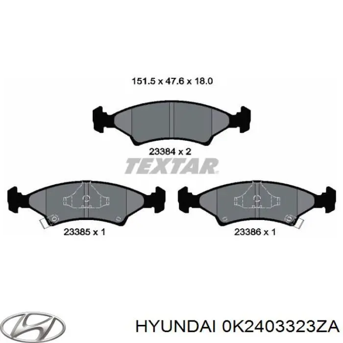 Колодки гальмівні передні, дискові 0K2403323ZA Hyundai/Kia