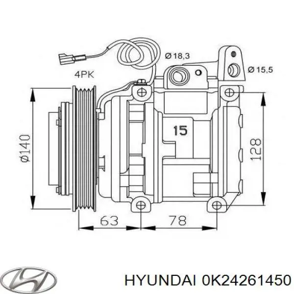 Компресор системи кондиціювання Hyundai/Kia 0K24261450 ціна, від  USD