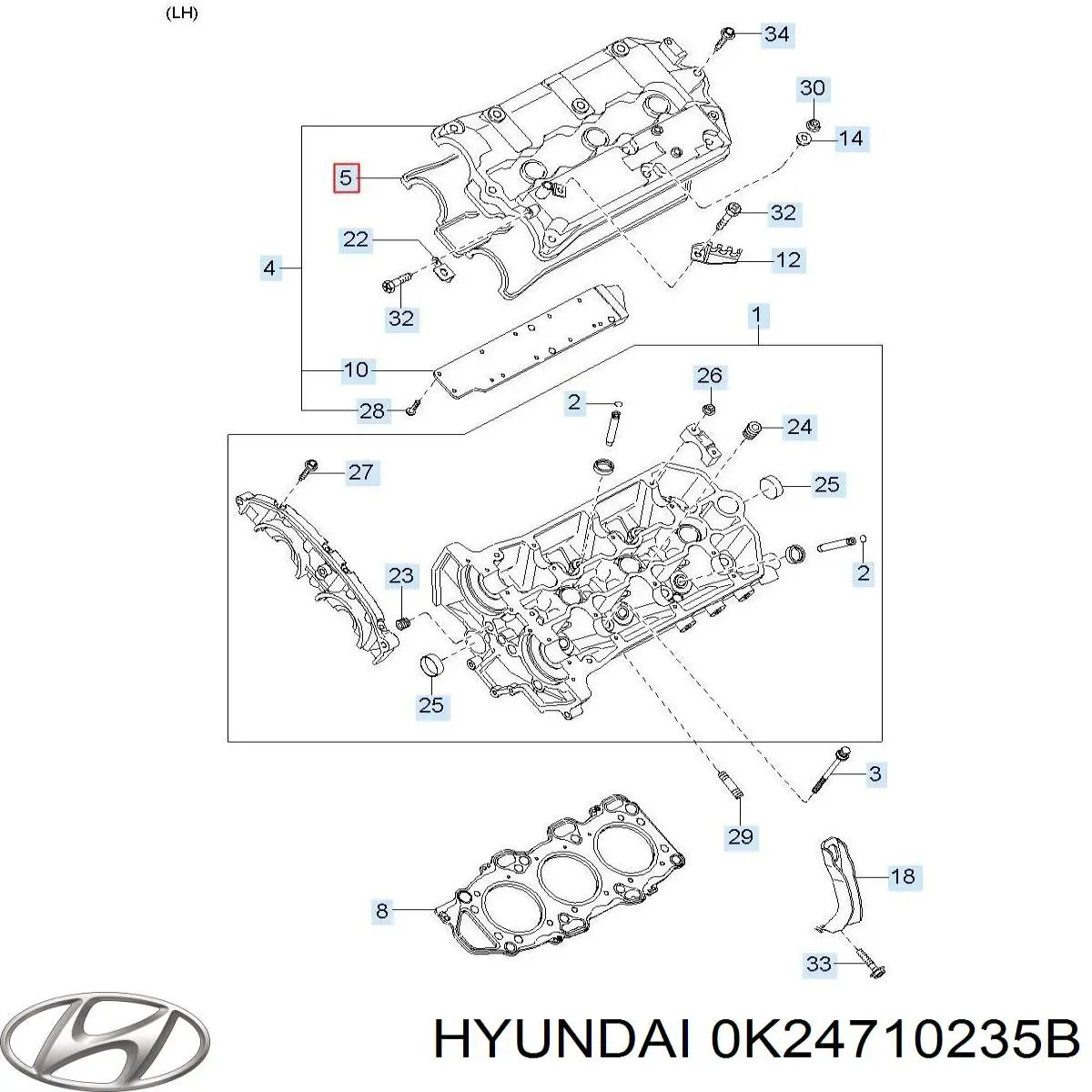 0K24710235B Hyundai/Kia прокладка клапанної кришки двигуна