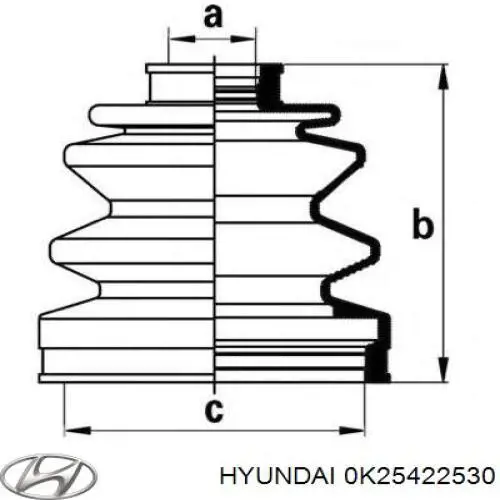 Купити 0K25422530 Hyundai/Kia Пильник шарніра приводу