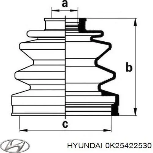 0K25422530 Hyundai/Kia Пильник ШРУСа зовнішній, передній піввісі