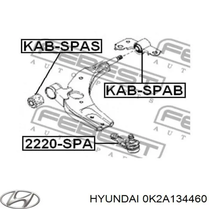 Сайлентблок переднього важеля 0K2A134460 Hyundai/Kia
