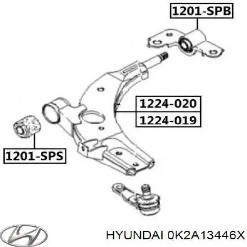 Сайлентблок нижнього важеля передньої підвіски Hyundai/Kia 0K2A13446X ціна, від 11.78 USD