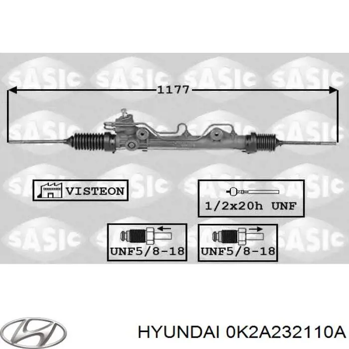 Рульова рейка 0K2A232110A Hyundai/Kia