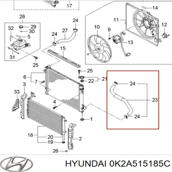 Шланг/патрубок радіатора охолодження, нижній Hyundai/Kia 0K2A115185B