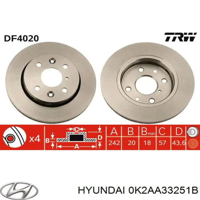 Купити 0K2AA33251B Hyundai/Kia Ротор гальмівний