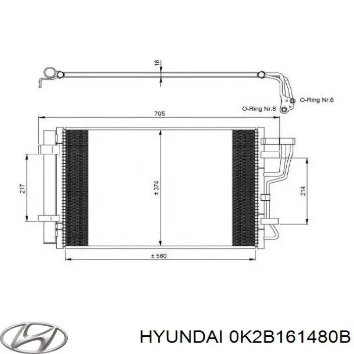Конденсатор кондиціонера Hyundai/Kia 1K2B161480C ціна, від 323.09 USD