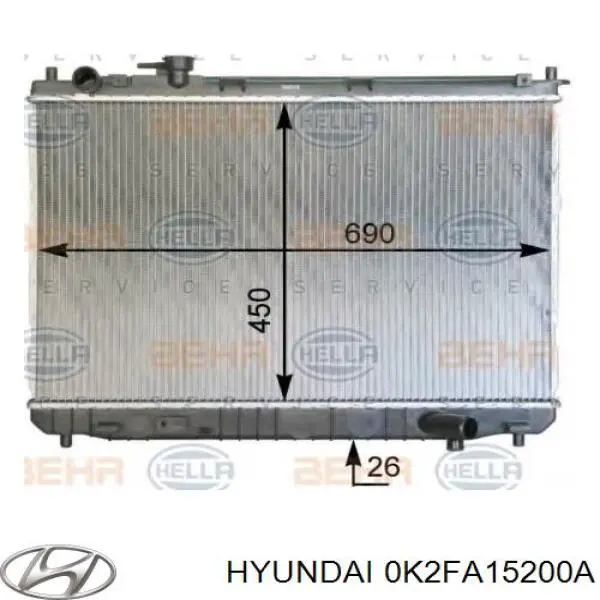 Купити 0K2FA15200A Hyundai/Kia Радіатор двигуна