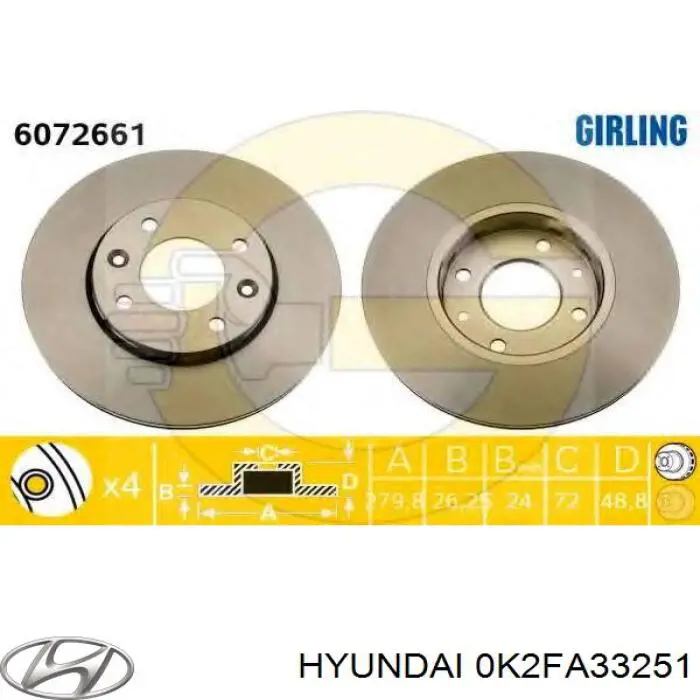 Купити 0K2FA33251 Hyundai/Kia Ротор гальмівний