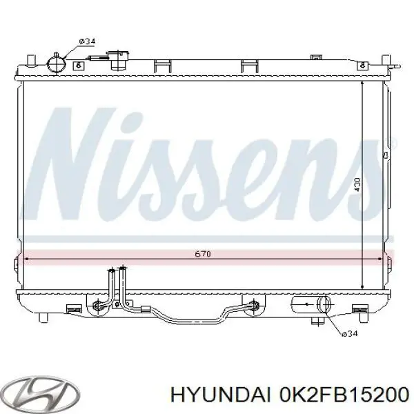 Радіатор 0K2FB15200 Hyundai/Kia