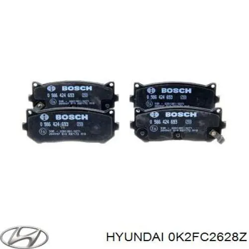 Задні гальмівні колодки 0K2FC2628Z Hyundai/Kia