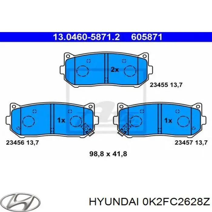 0K2FC2628Z Hyundai/Kia колодки гальмові задні, дискові