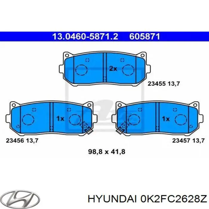 0K2FC2628Z Hyundai/Kia Колодки гальмівні задні, дискові